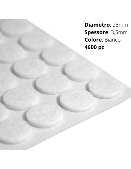 FELTRO ADESIVO ROTLO DIAM. 28mm  SP.3mm  BIANCO
