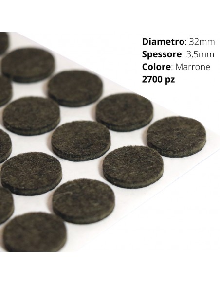 FELTRO ADESIVO ROTOLO DIAM.32mm  SP.3mm  MARRONE