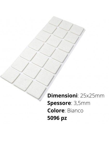 FELTRO ADESIVO STRISCIA 25x25 mm    SP.3mm  BIANCO