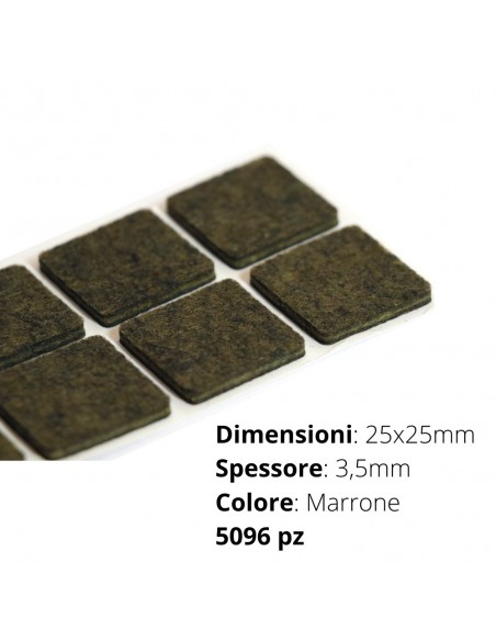 FELTRO ADESIVO STRISCIA 25x25 mm SP.3mm  MARRONE