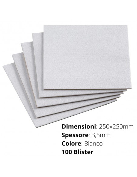 FELTRO ADESIVO   250x250 mm   SP.3mm  BIANCO