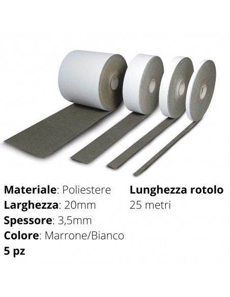 FELTRO ADESIVO  H  20mm  SP. 3mm   MARRONE/BIANCO