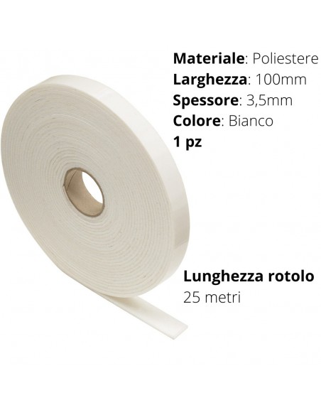 FELTRO ADESIVO ROTOLO H  10cm  SP. 3mm  BIANCO