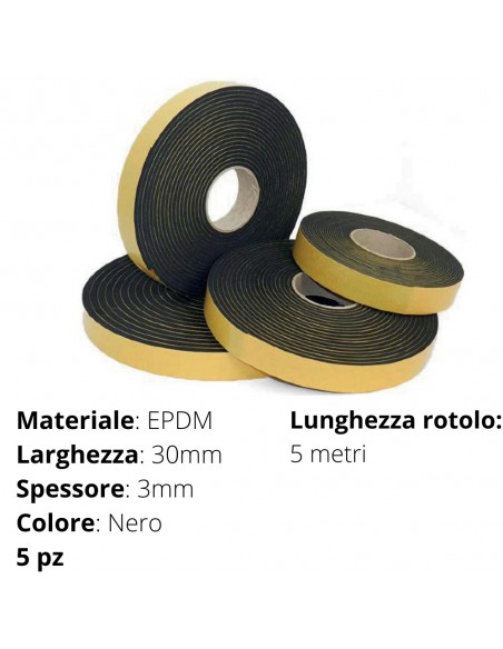 GUARNIZIONE ADESIVA IN GOMMA EPDM 30x10  5MT