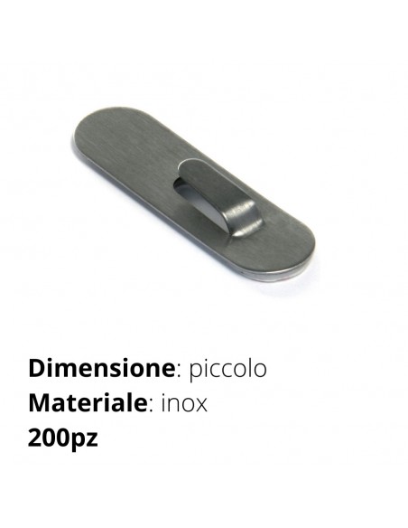 GANCIO ADESIVO METALLO INOX OVALE PICCOLO
