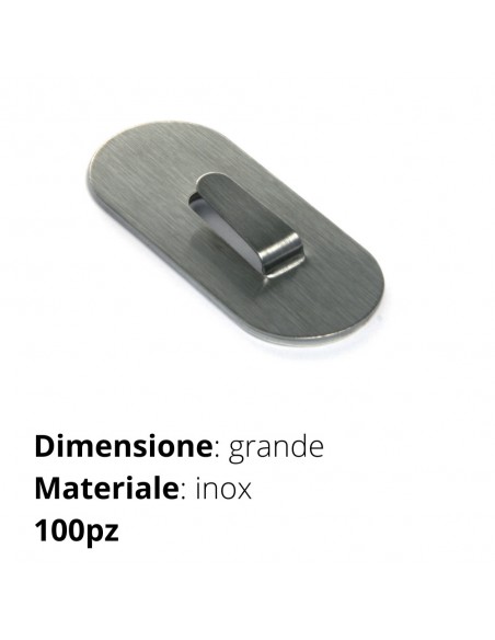 GANCIO ADESIVO METALLO INOX OVALE GRANDE