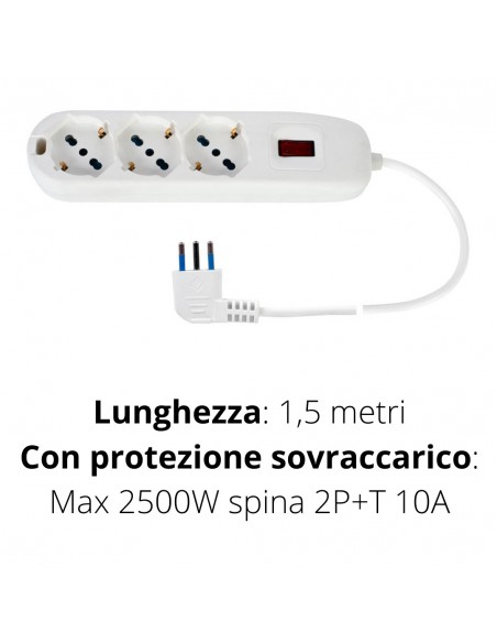 MULTIPRESA 3 UNIV.+INTERR.+CAVO 1,5 MT. SPINA 10A