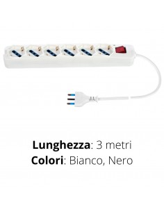 MULTIPRESA 6 UNIVERS.+INTERR.+CAVO 3 MT. LINEA