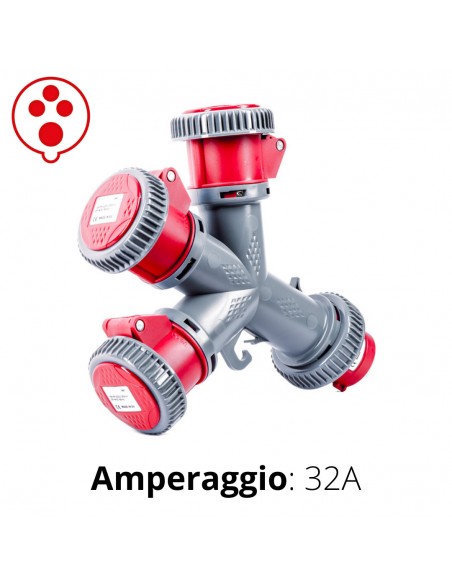 MOLTIPLICATORE INDUSTR. 32A 3USCITE 3P+T 38OV IP67