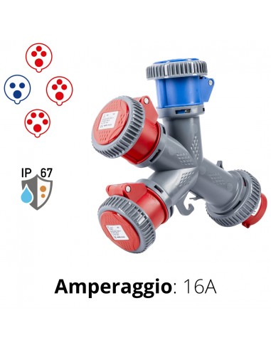 MOLTIPLICATORE 38O/220V 3 USCITE SPINA 3P+N+T IP67